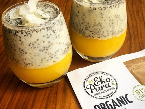 Protein, mango and chia pudding