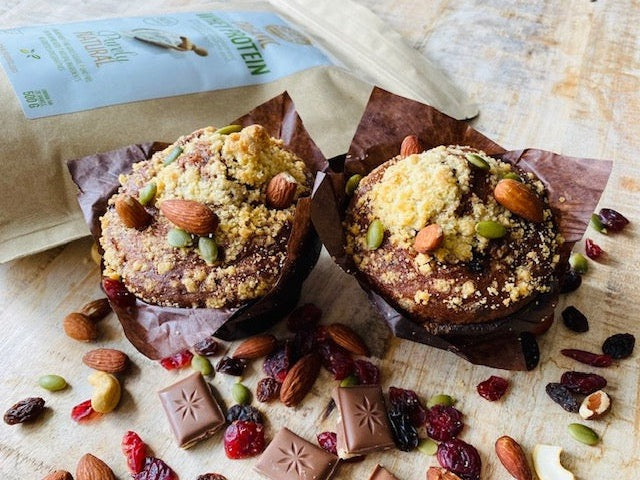 Protein muffins with blueberries and nuts