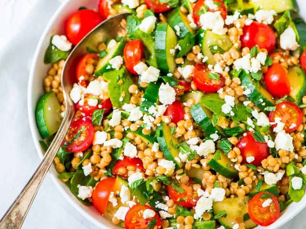 Couscous salad with feta and mint