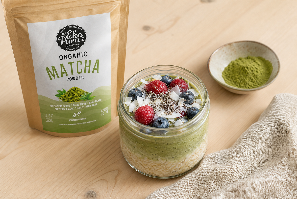 Matcha overnight oats met Ekopura biologische matcha