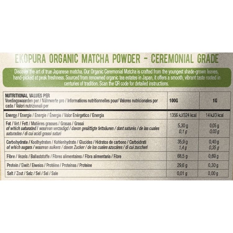 Nährwerte von Ekopura Matcha Pulver Bio