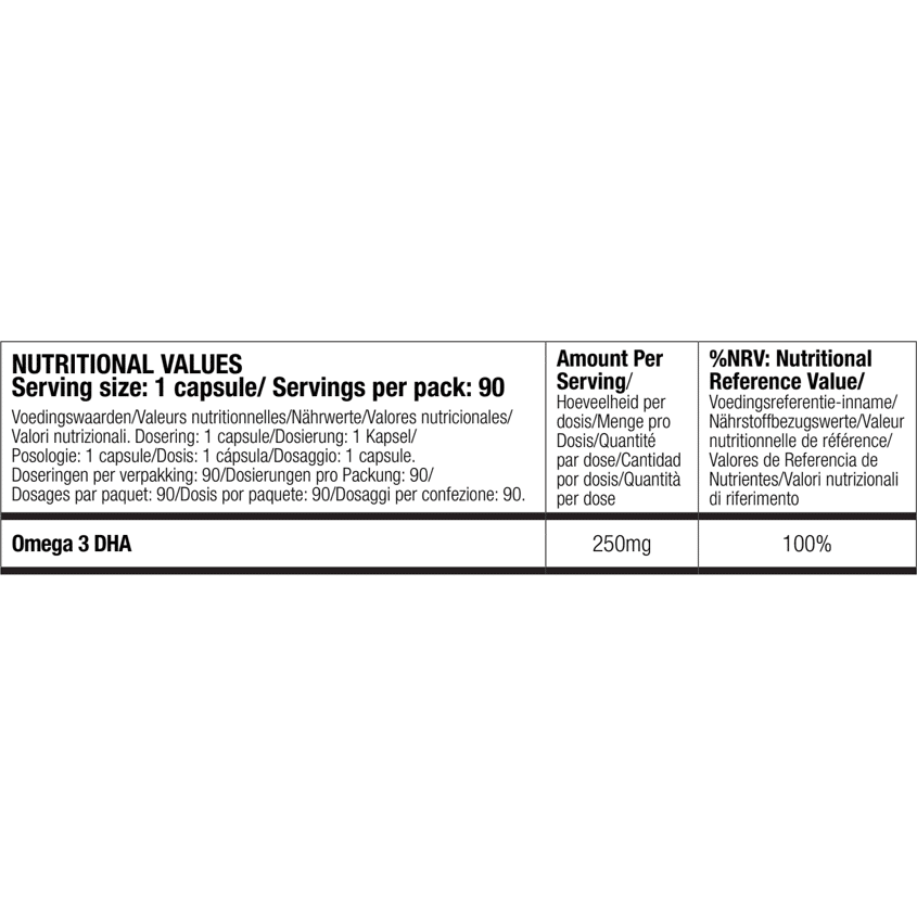 Ekopura Vegan Omega 3 DHA Nutritional Values