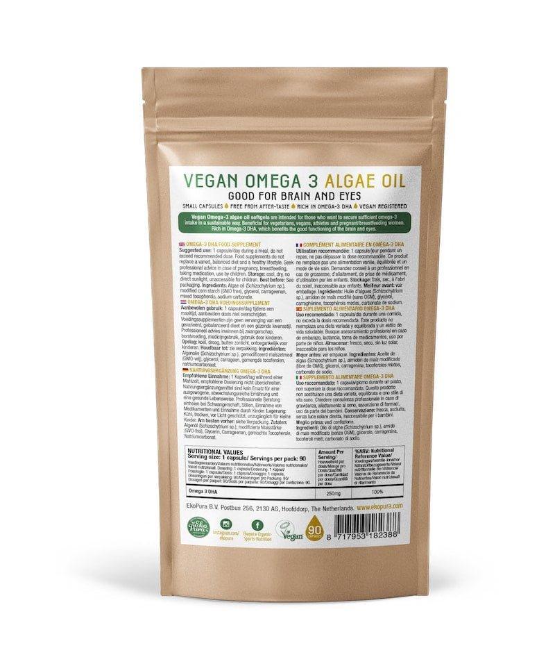 Omega 3 Algae Oil DHA 250mg | Vegan, 90 capsules